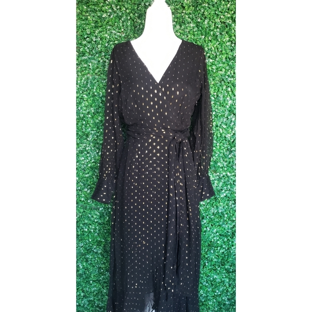 50. J.Crew Ruffle-hem Lurex® chiffon wrap dress - Picture 5 of 10